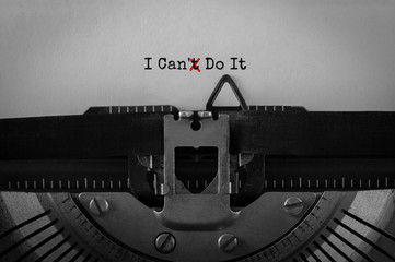 Text I Can Do It typed on retro typewriter