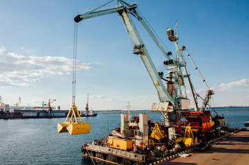 Fototapeta na wymiar A ship for loading cargo in the Black Sea in Odessa.
