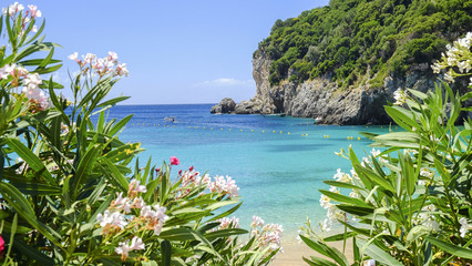 Beach Paleokastritsa on the Island Corfu, Greece.