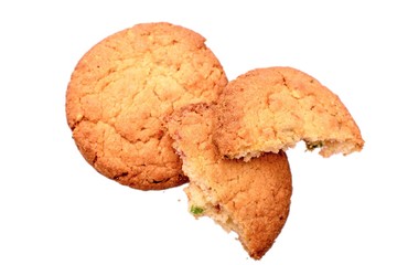 Cereal delicious round gingerbread isolated on white background