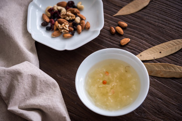On the desktop, tableware and food