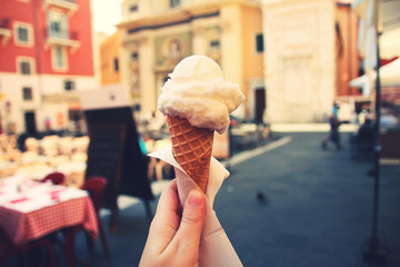 Ice cream in hand