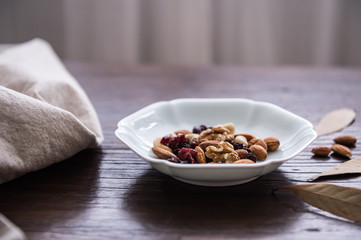 On the desktop, tableware and food