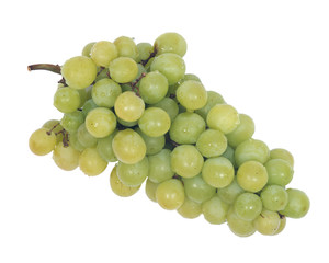 Ripe organic green grapes isolated on white background