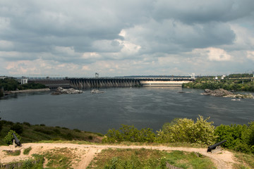 Obraz premium Hydro power station in the Zaporozhye