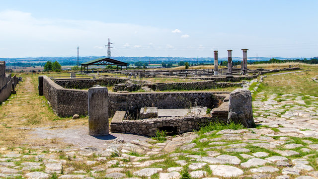 View of the archaeological site of Lucus Feroniae, near Rome, Italy