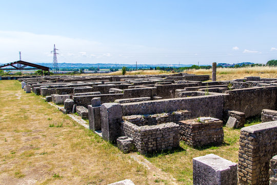 View of the archaeological site of Lucus Feroniae, near Rome, Italy