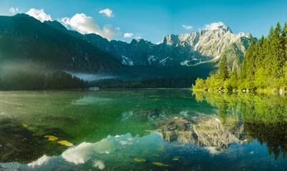 Foto op Canvas High resolution panorama of the Laghi di Fusine alpine lake in the Julian Alps in Italy © Mike Mareen
