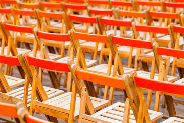Wood chairs in live concert