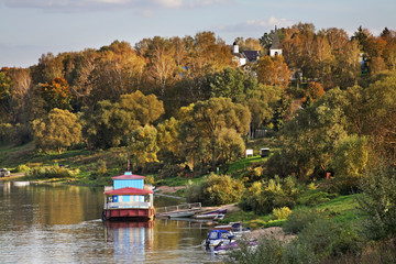 Jetty in Tarusa. Russia