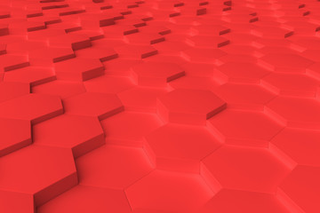 Red monochrome hexagon tiles abstract background
