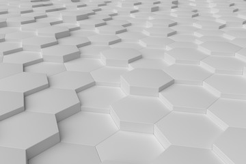 White monochrome hexagon tiles abstract background
