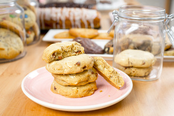 Homemade delicious cookies biscotti with almonds on the table