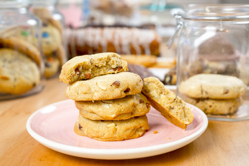 Homemade delicious cookies biscotti with almonds on the table