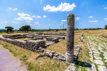 View of the archaeological site of Lucus Feroniae, near Rome, Italy