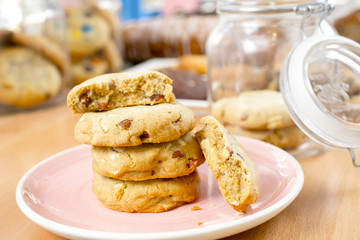 Homemade delicious cookies biscotti with almonds on the table