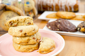 Homemade delicious cookies biscotti with almonds on the table