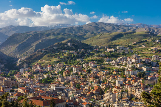 Zahle skyline cityscape  in Beeka valley Lebanon Middle east