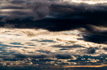 colorful dramatic sky with cloud at sunset