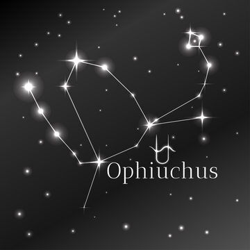 Secret symbol of Ophiuchus zodiac sign, horoscope, art and illustration. Rasterized copy