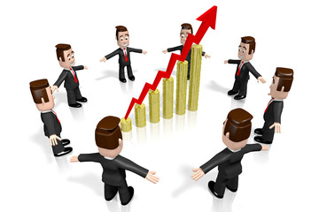 3D growth chart concept