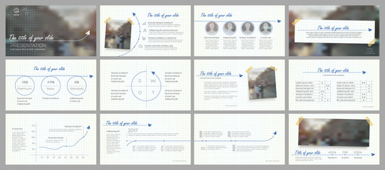 Fototapeta na wymiar Minimalist elements for infographics on a notebook background in a cage. Presentation templates. Use in business presentation, flyer and leaflet, corporate report, marketing, annual report, banner.