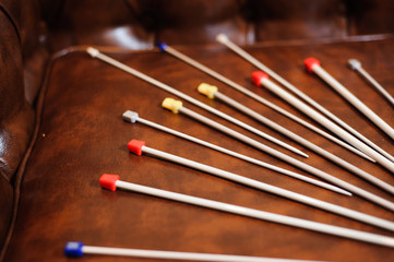knitting wool and knitting needles, knitting equipment