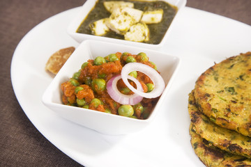 Palak Paneer, Masala Chees with Green Peas