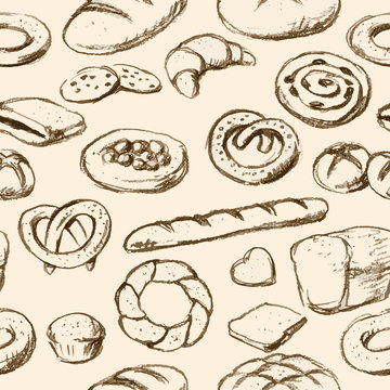breads and pastries hand drawn tilable texture