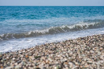 sea wave on a pebbly beach