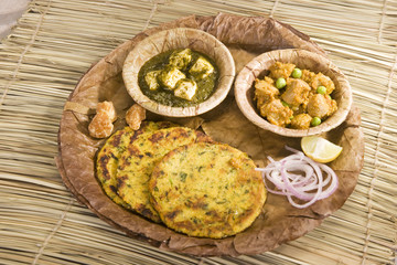 Palak Paneer, Masala Chees with Green Peas