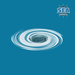 Obraz premium Whirlpool w wodzie w stylu izometrycznym. Piracka gra. 3d obraz zjawiska morskiego. Ilustracji wektorowych