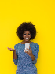 young black Woman Using mobile phone