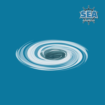 Whirlpool in water in isometric style. Pirate game. 3d image of sea phenomenon. Vector illustration