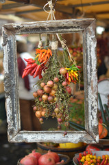 Framed vegetables in market - 163827200