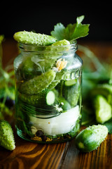 pickled cucumbers with herbs and spices