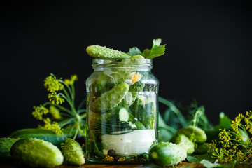 pickled cucumbers with herbs and spices