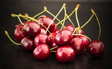 Fresh ,Sweet cherry in dark background.