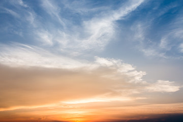 colorful dramatic sky with cloud at sunset