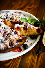 Sweet biscuit pie with mulberry berries