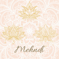 Filigree lotus flower, vector handdrawn illustration