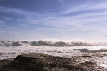 The beautiful big wave  in bali island.