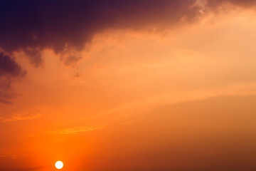 colorful dramatic sky with cloud at sunset