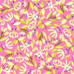 Pattern with abstract lemon flowers