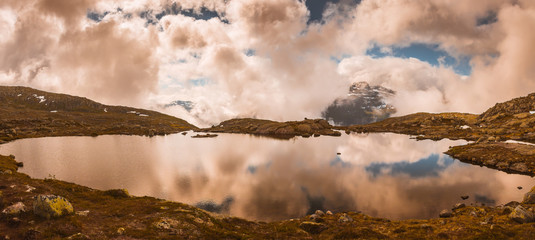 summer view to mountain lake Norway