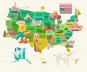 Welcome to USA. United States of America poster. Vector illustration about travel - Powered by Adobe