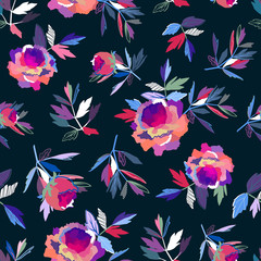 Seamless abstract floral pattern pink and violet for girl