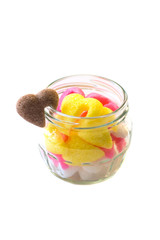 Shaped pressed figured red sugar hurts, concept - idea for business, The process of preparing the shaped sugar