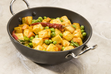 Indian Cottage Cheese Cooked with Peas