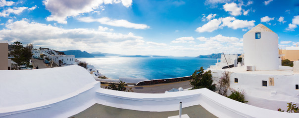 Panorama of Oia town. Oia Santorini Island